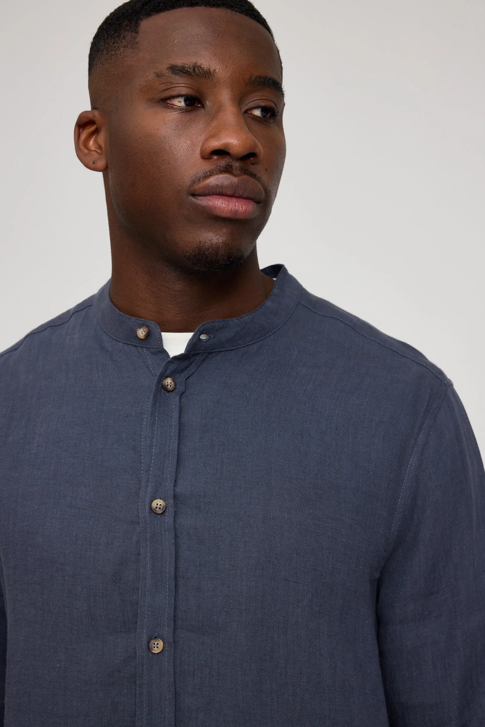 Stand Collar Linen Shirt sold by Ivalo.com product image thumbnail 5