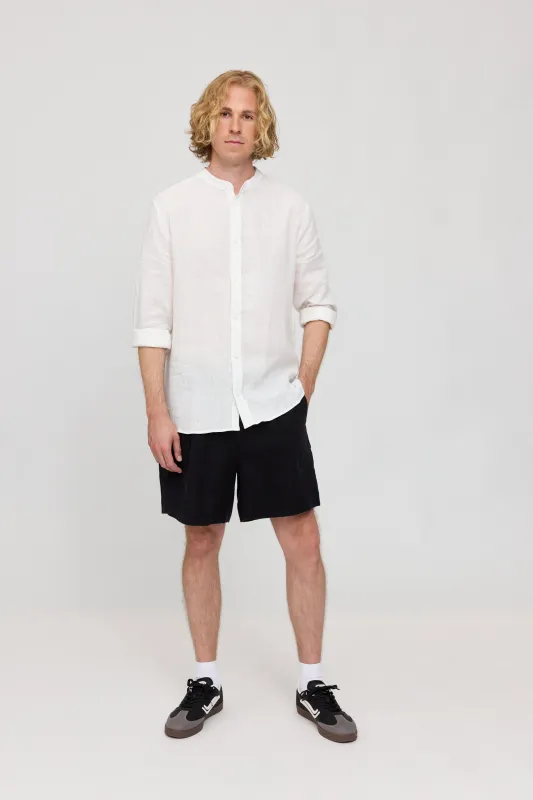 Stand Collar Linen Shirt sold by Ivalo.com
