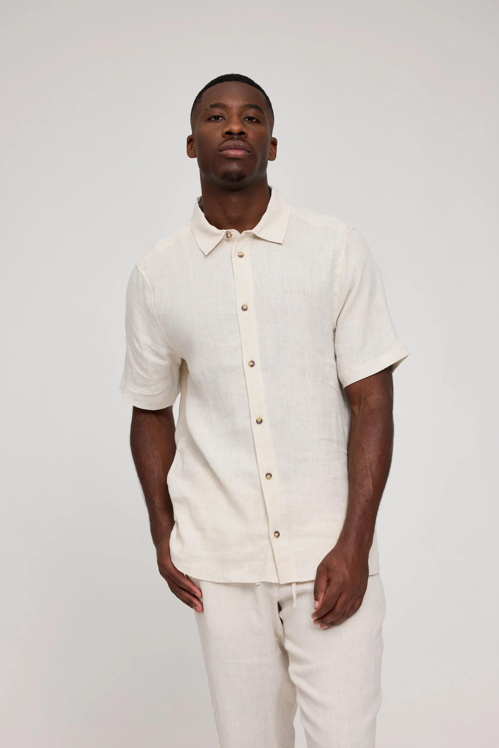 Men's Short Sleeve Linen Shirt sold by Ivalo.com