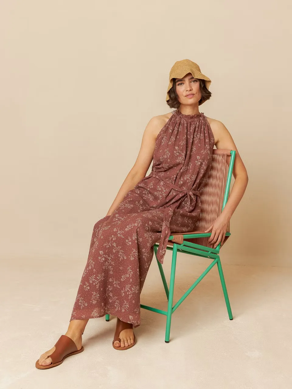 Bicolor Halter Dress Chocolate Brown sold by Ivalo.com
