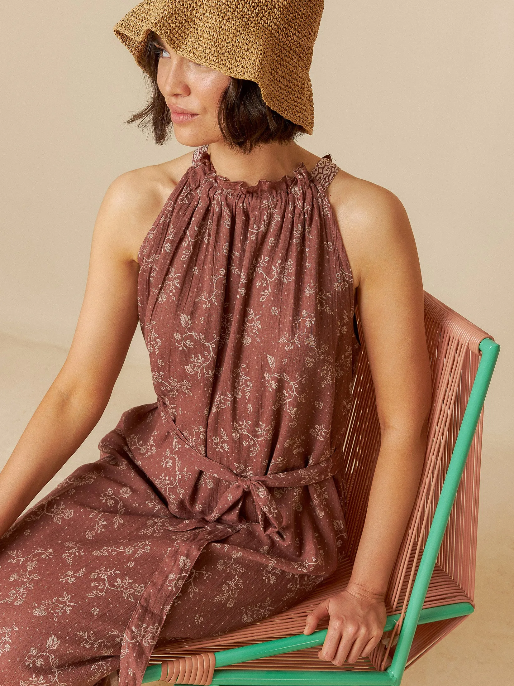 Bicolor Halter Dress Chocolate Brown sold by Ivalo.com product image thumbnail 5