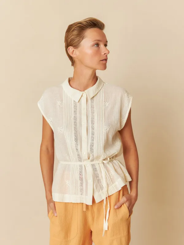 Cotton Embroidered Shirt Ecru sold by Ivalo.com