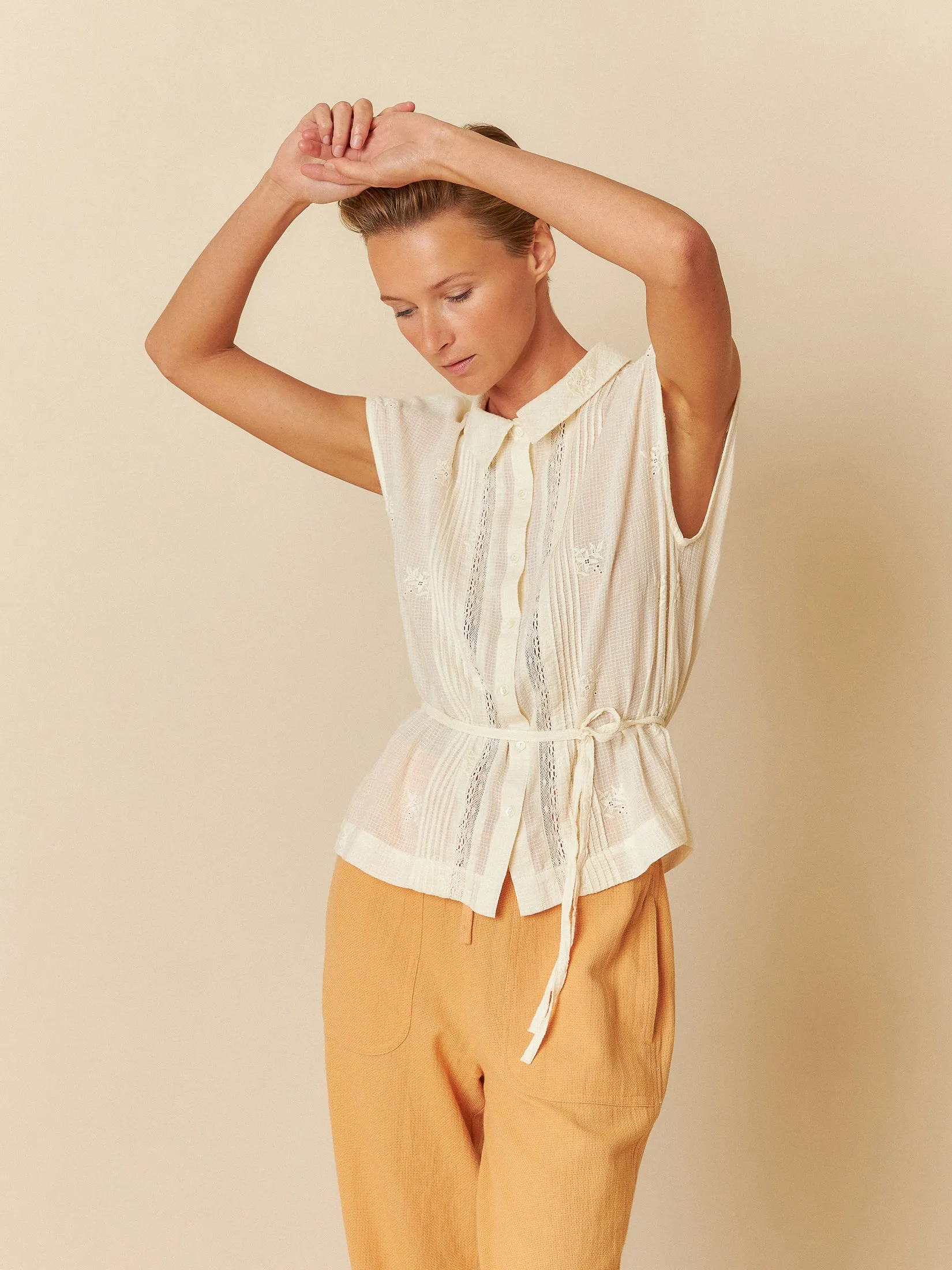 Cotton Embroidered Shirt Ecru sold by Ivalo.com product image thumbnail 4