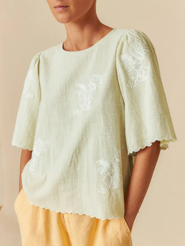 Butterfly Sleeve Blouse Cyan sold by Ivalo.com