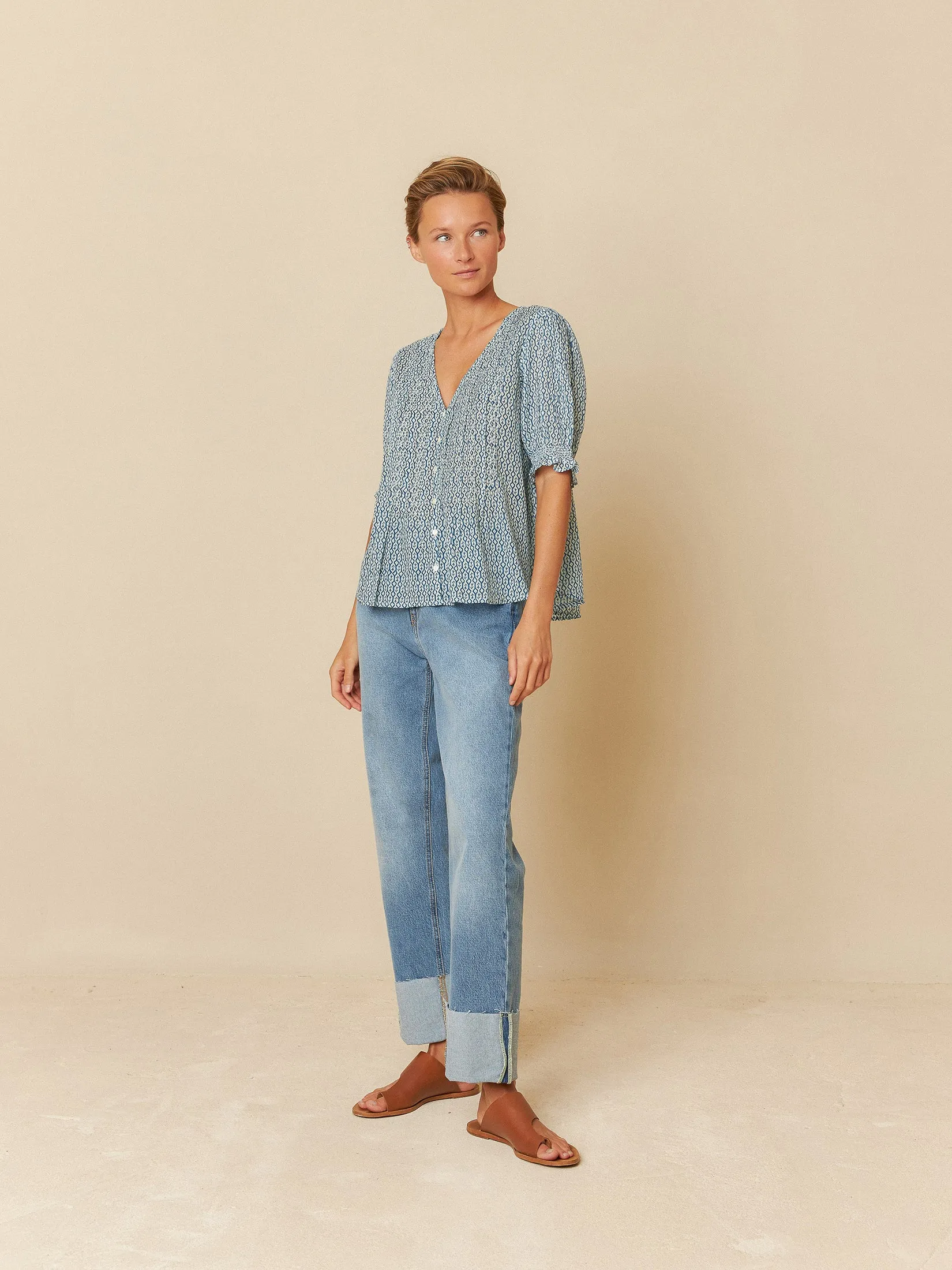 Elastic Short Sleeve Shirt Blue sold by Ivalo.com product image thumbnail 4