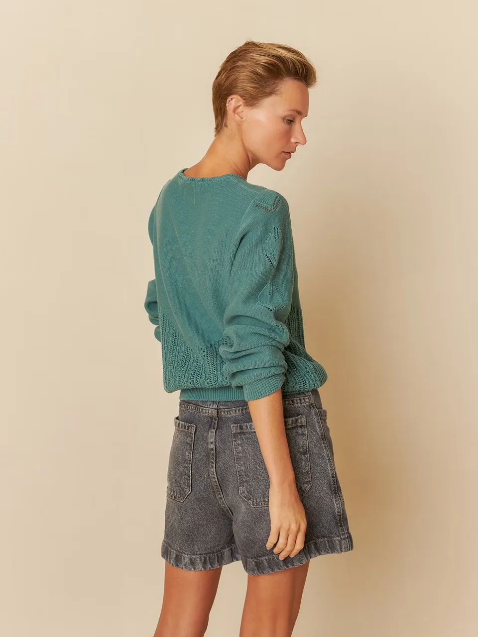 Crochet Effect Sweater Emerald sold by Ivalo.com product image thumbnail 3