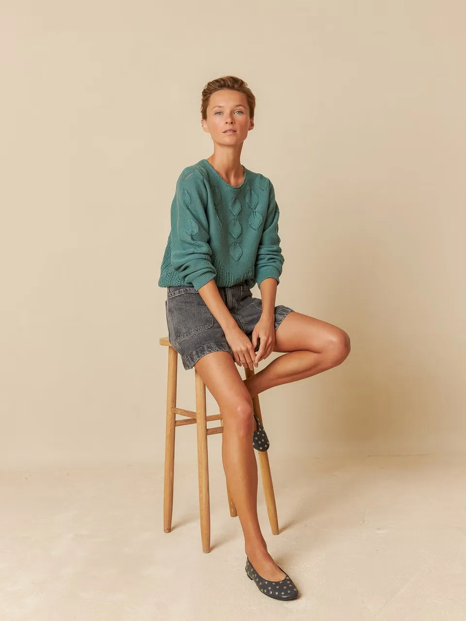 Crochet Effect Sweater Emerald sold by Ivalo.com product image thumbnail 4