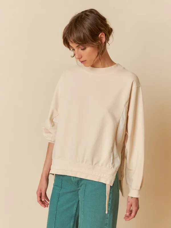 Cotton Sweatshirt With Ties Ecru sold by Ivalo.com