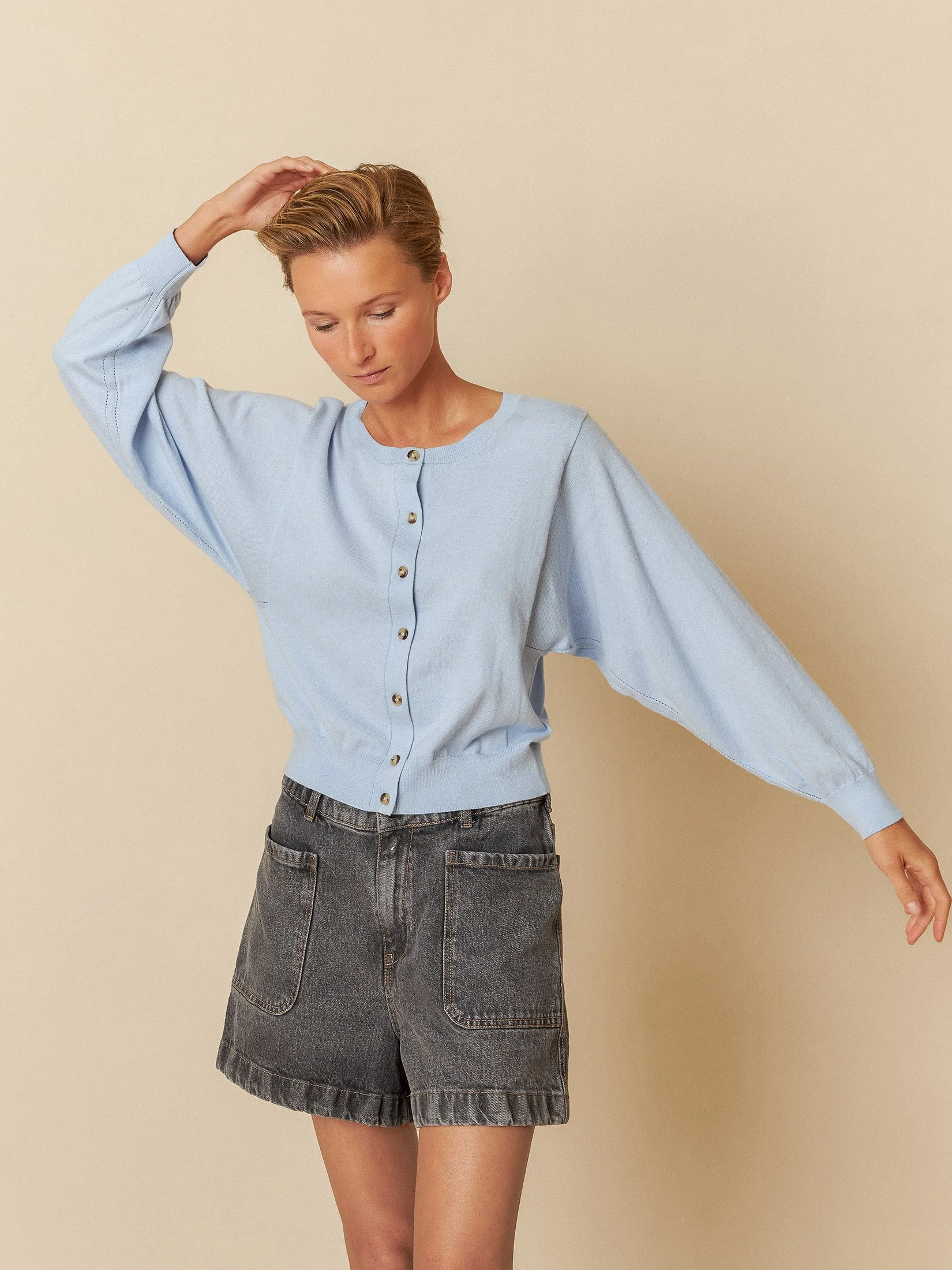 Batwing Sleeve Knit Jacket Blue sold by Ivalo.com