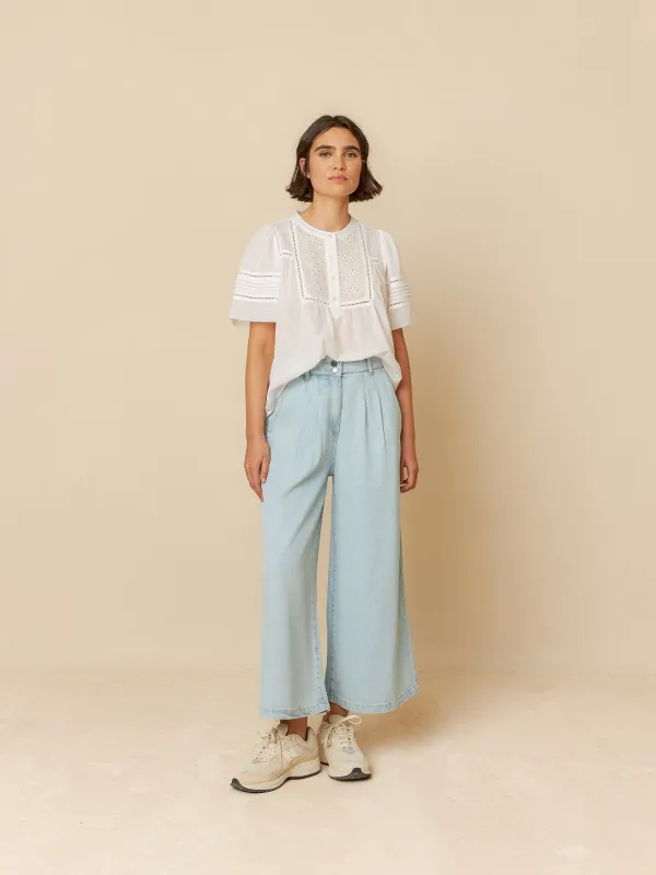 Denim-Effect Pants Light Blue sold by Ivalo.com