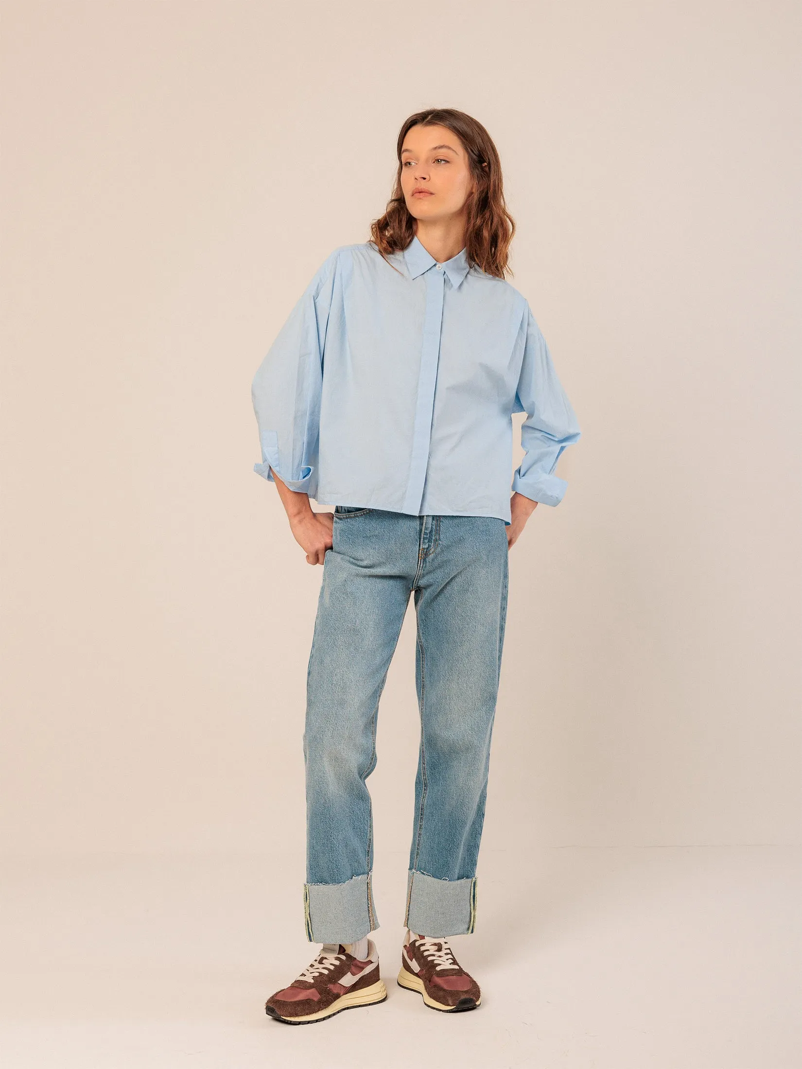 Cropped Poplin Shirt Sky sold by Ivalo.com product image thumbnail 3