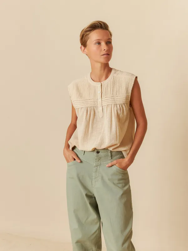 Gauze Pleated Shirt Stone Grey sold by Ivalo.com