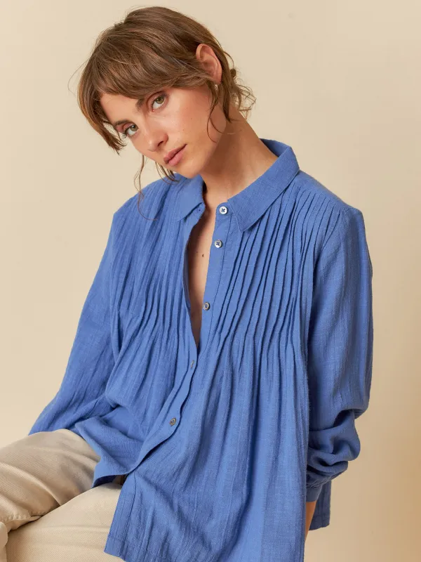 Leah Pleated Shirt Blue sold by Ivalo.com