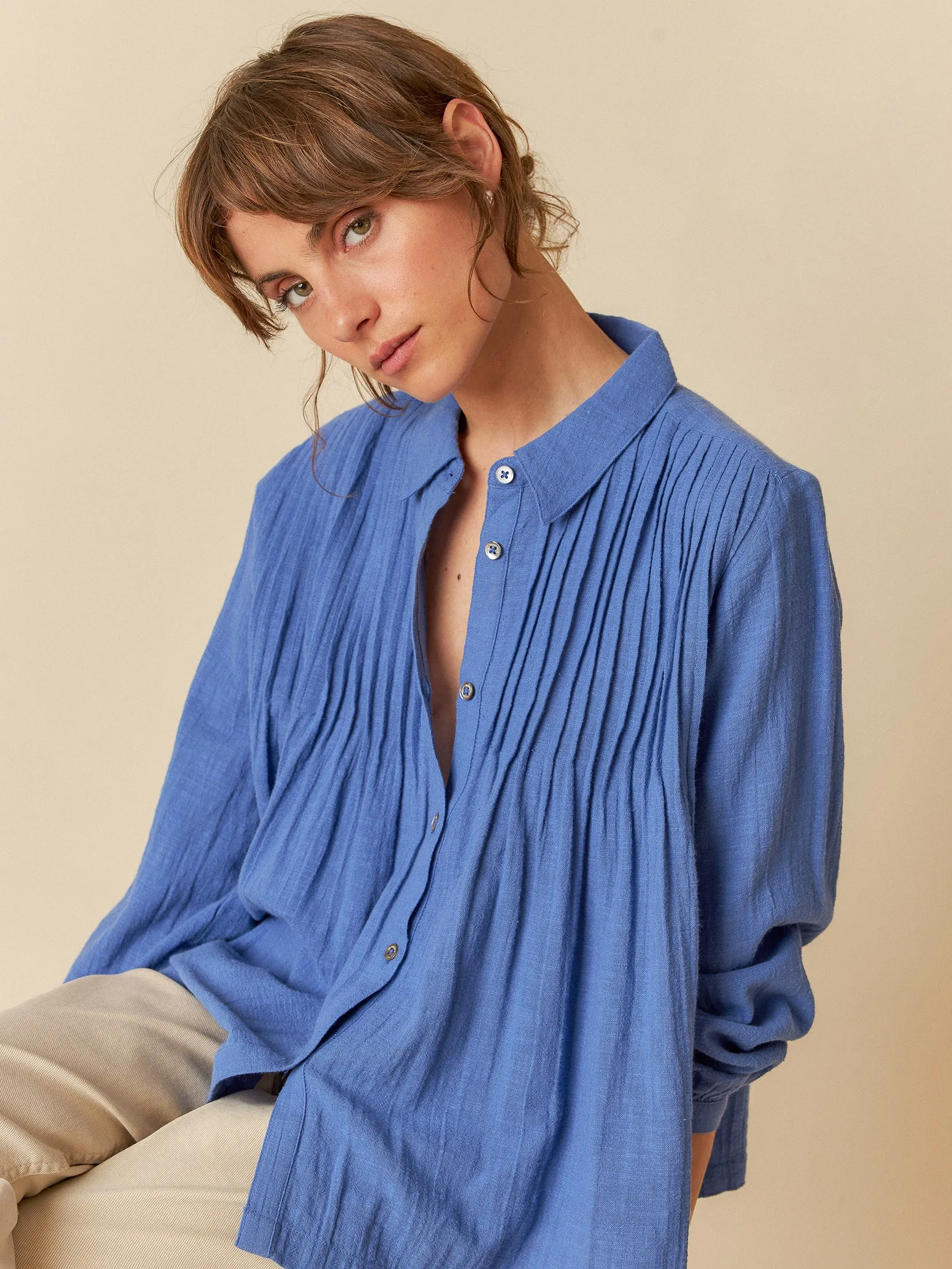 Leah Pleated Shirt Blue sold by Ivalo.com