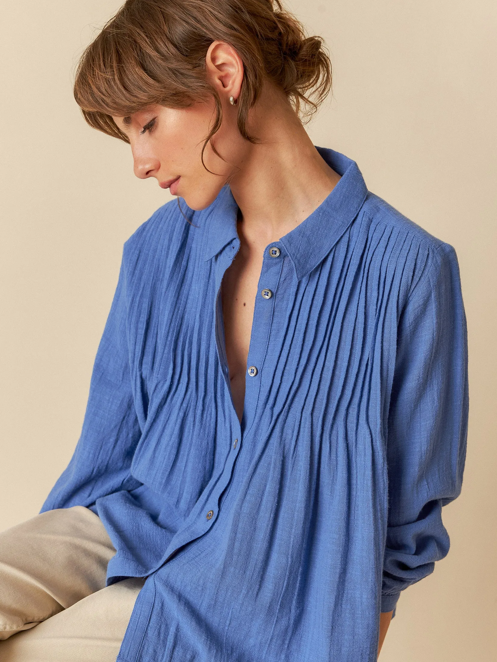 Leah Pleated Shirt Blue sold by Ivalo.com product image thumbnail 5