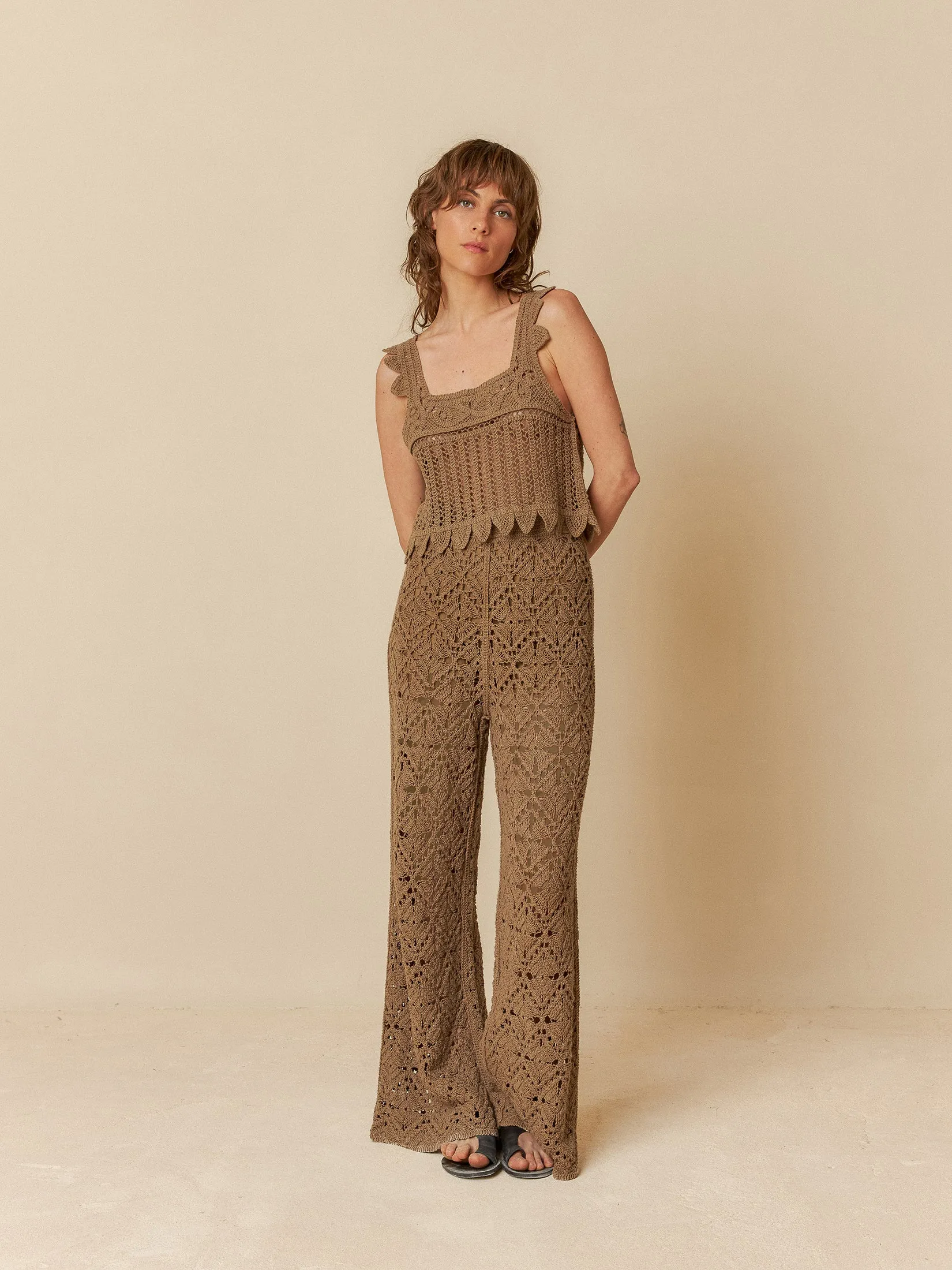 Crochet Culotte Pants Taupe sold by Ivalo.com