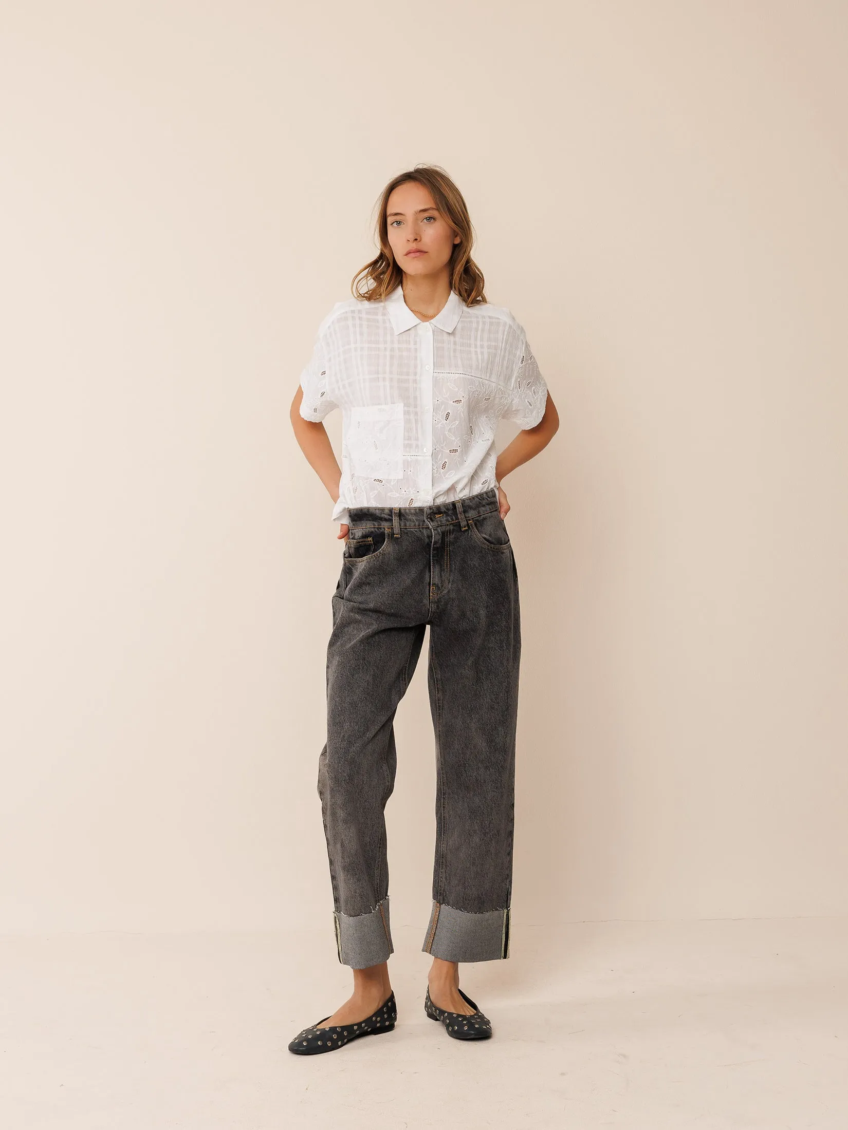 Combined Embroidery Shirt White sold by Ivalo.com product image thumbnail 4