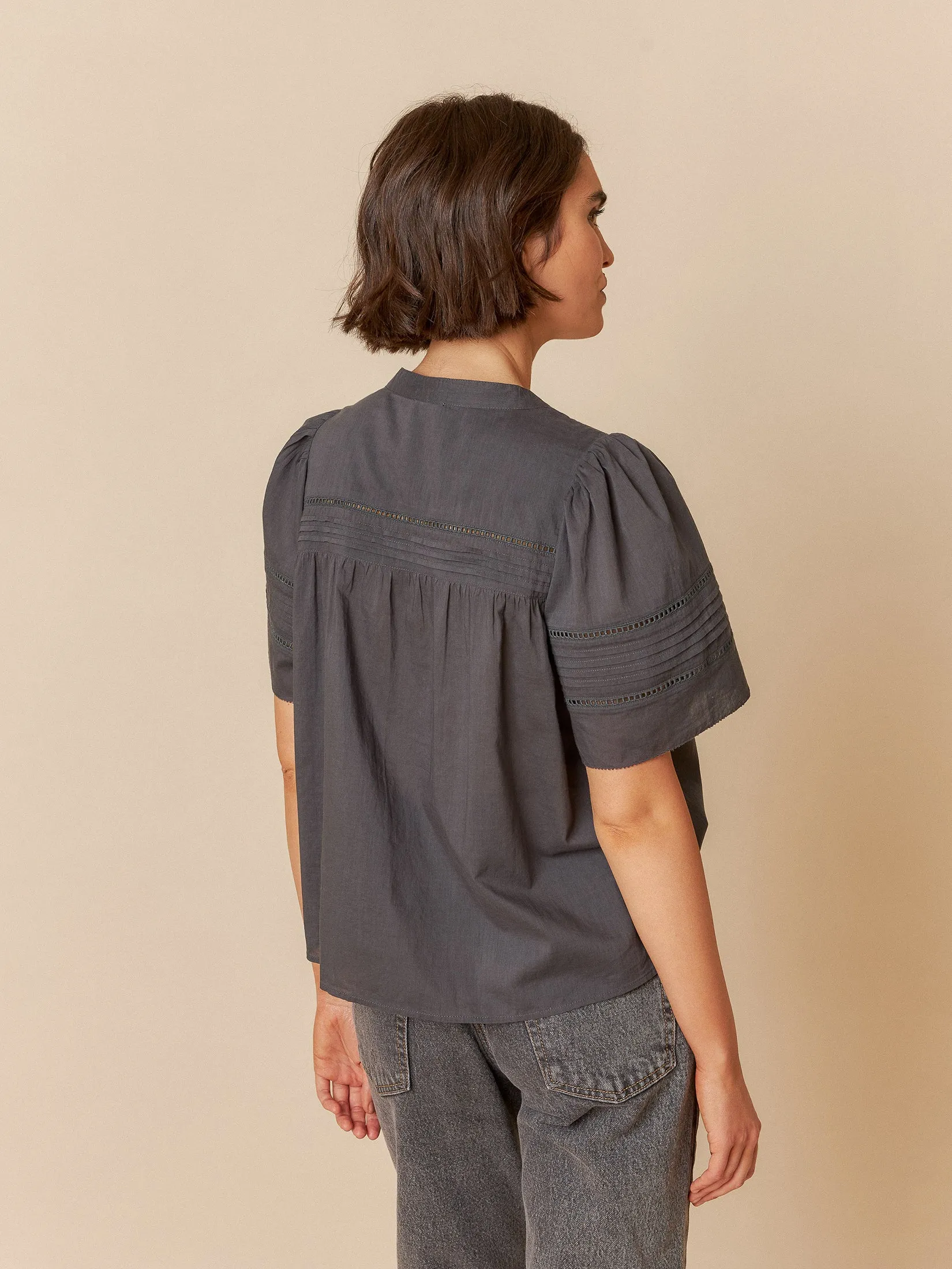 Embroidered Voile Blouse Charcoal sold by Ivalo.com product image thumbnail 2