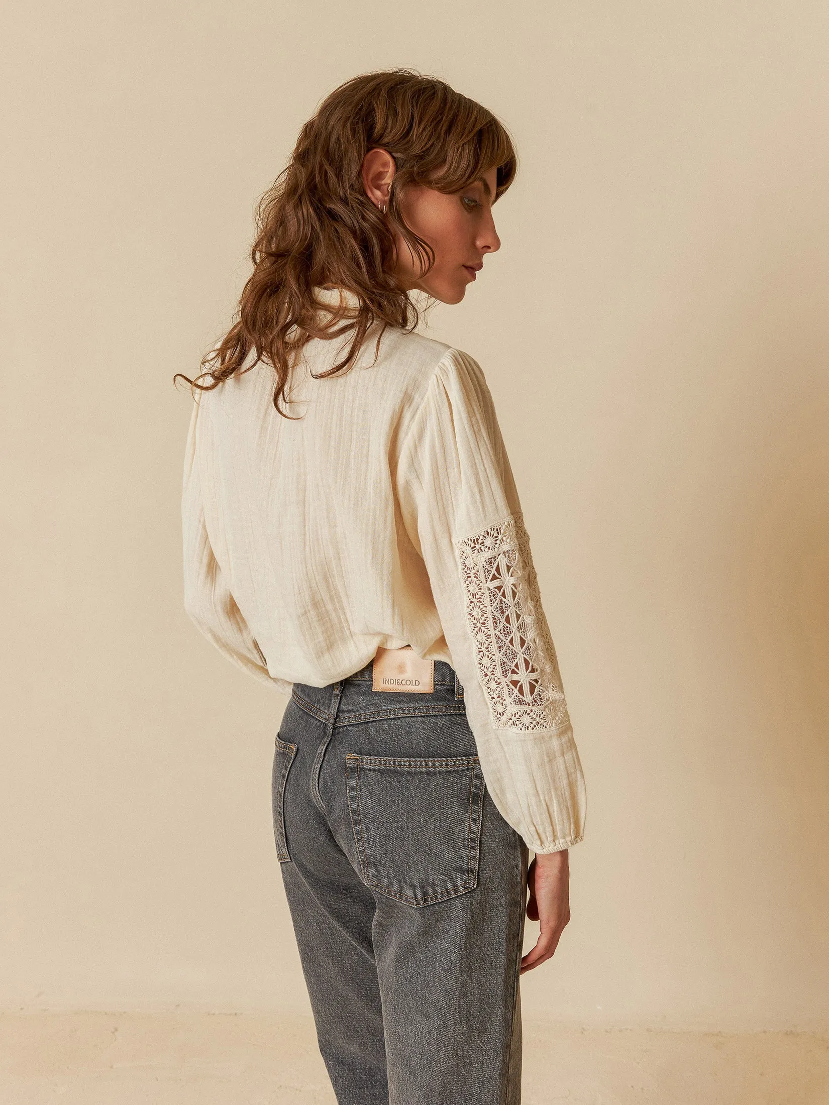 Lace Double Gauze Shirt Ecru sold by Ivalo.com product image thumbnail 2