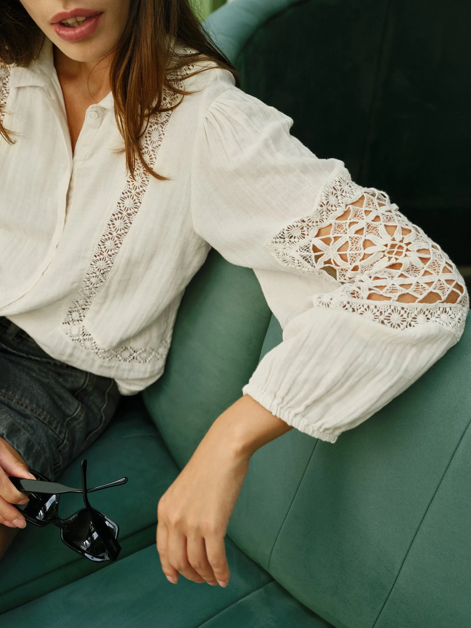 Lace Double Gauze Shirt Ecru sold by Ivalo.com product image thumbnail 5