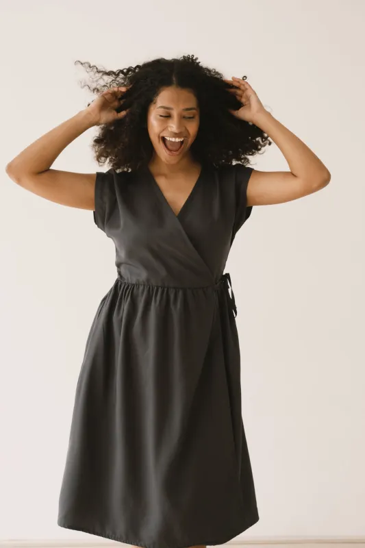 Hira Tencel Wrap Midi Dress Black sold by Ivalo.com