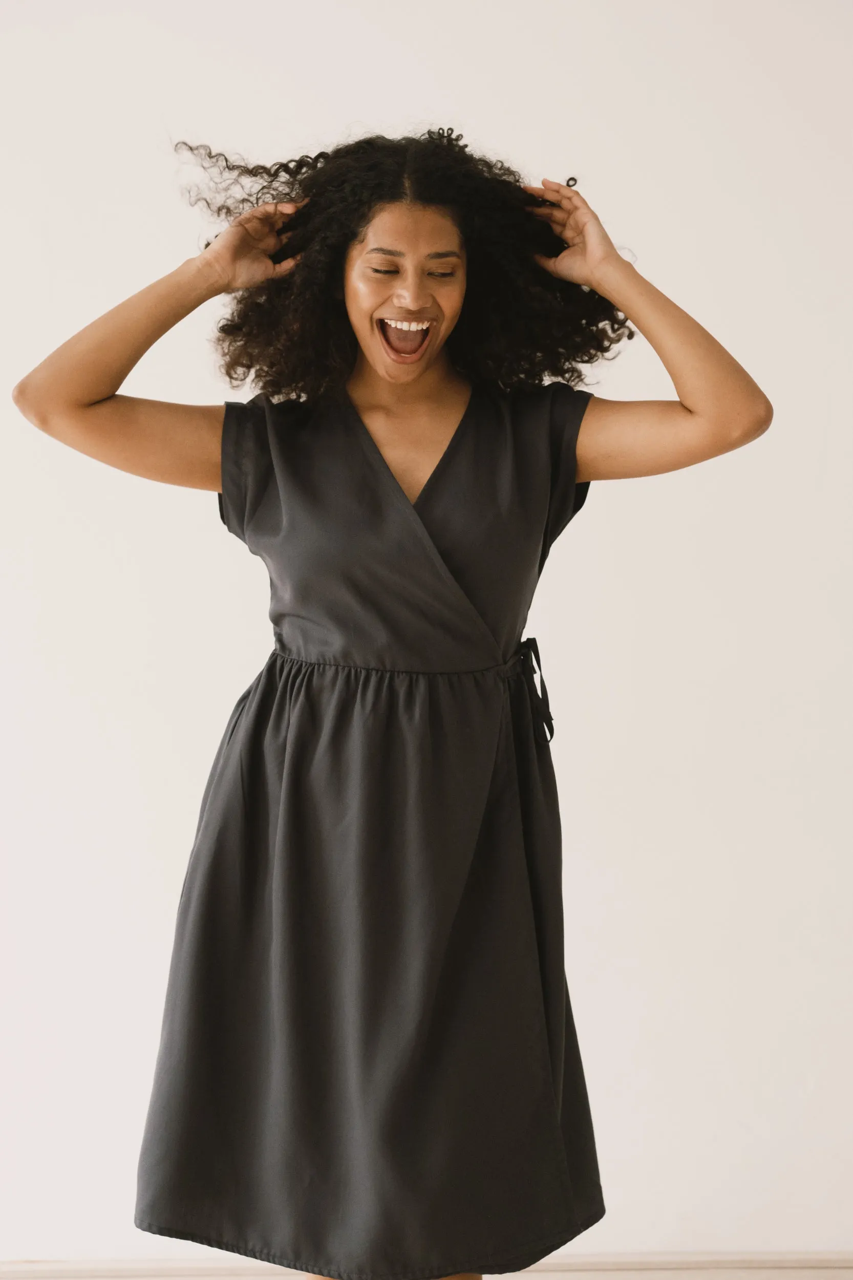 Hira Tencel Wrap Midi Dress Black sold by Ivalo.com