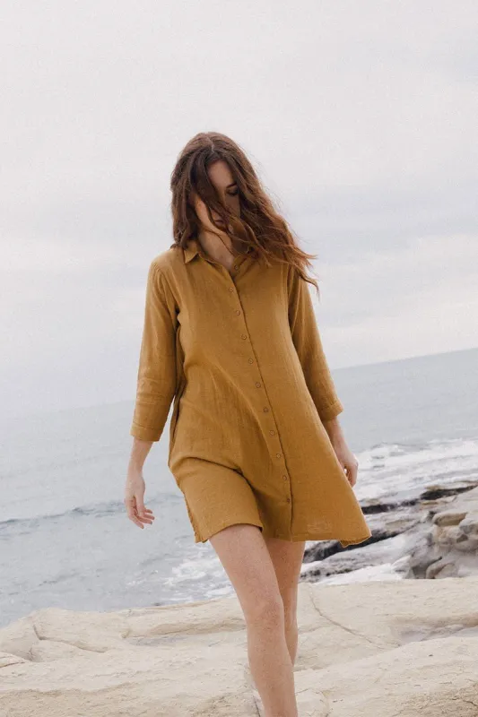 Elisa Shirt Dress Mustard sold by Ivalo.com