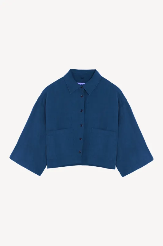 Wanda Linen Overshirt Indigo Blue sold by Ivalo.com