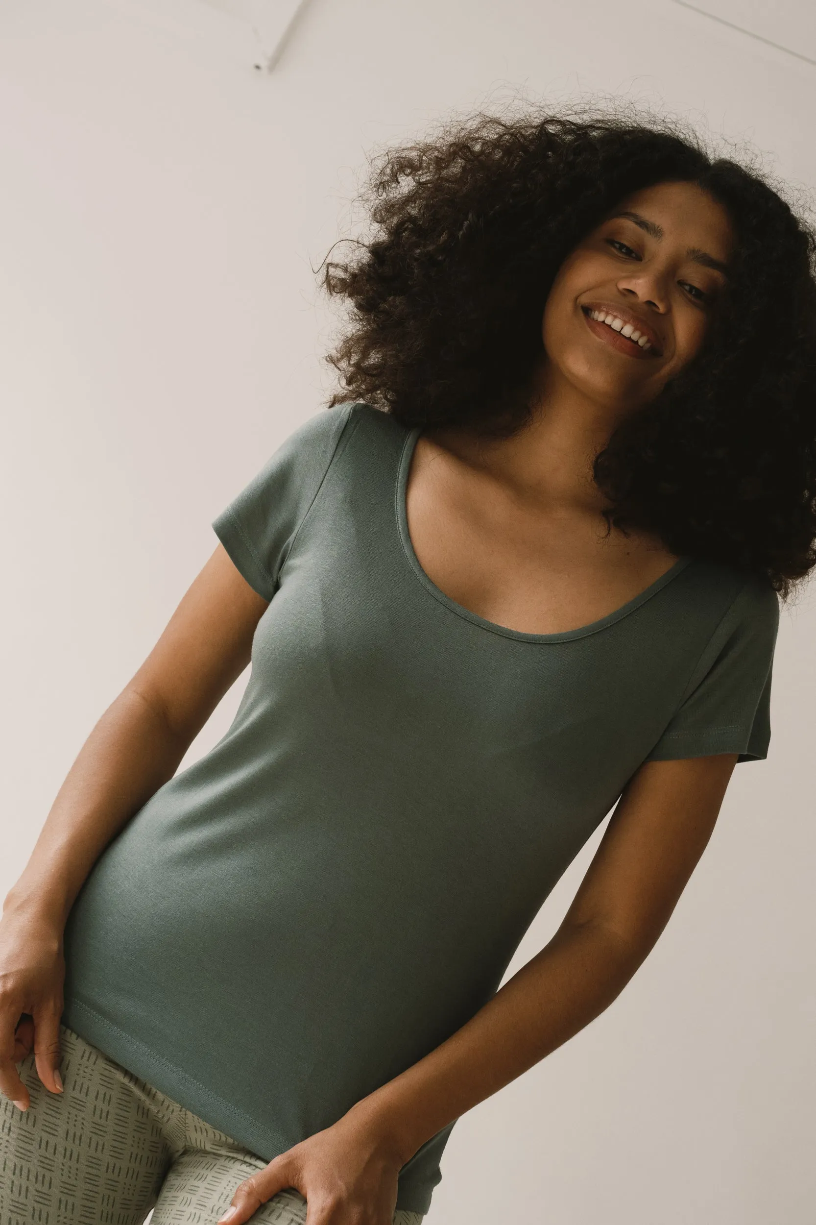 Hilda Short Sleeved Tencel T-Shirt Green sold by Ivalo.com