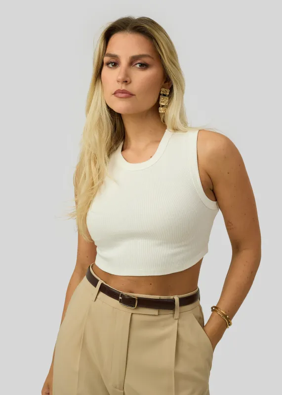 Kurt High-Neck Cropped Tank Top White sold by Ivalo.com