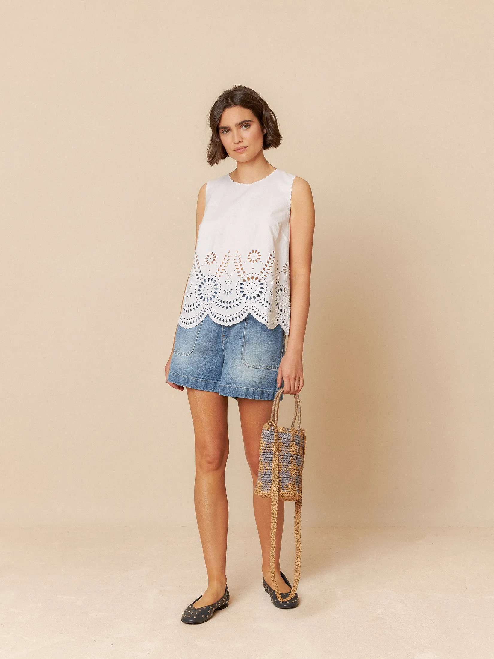 Embroidered Poplin Top White sold by Ivalo.com product image thumbnail 3