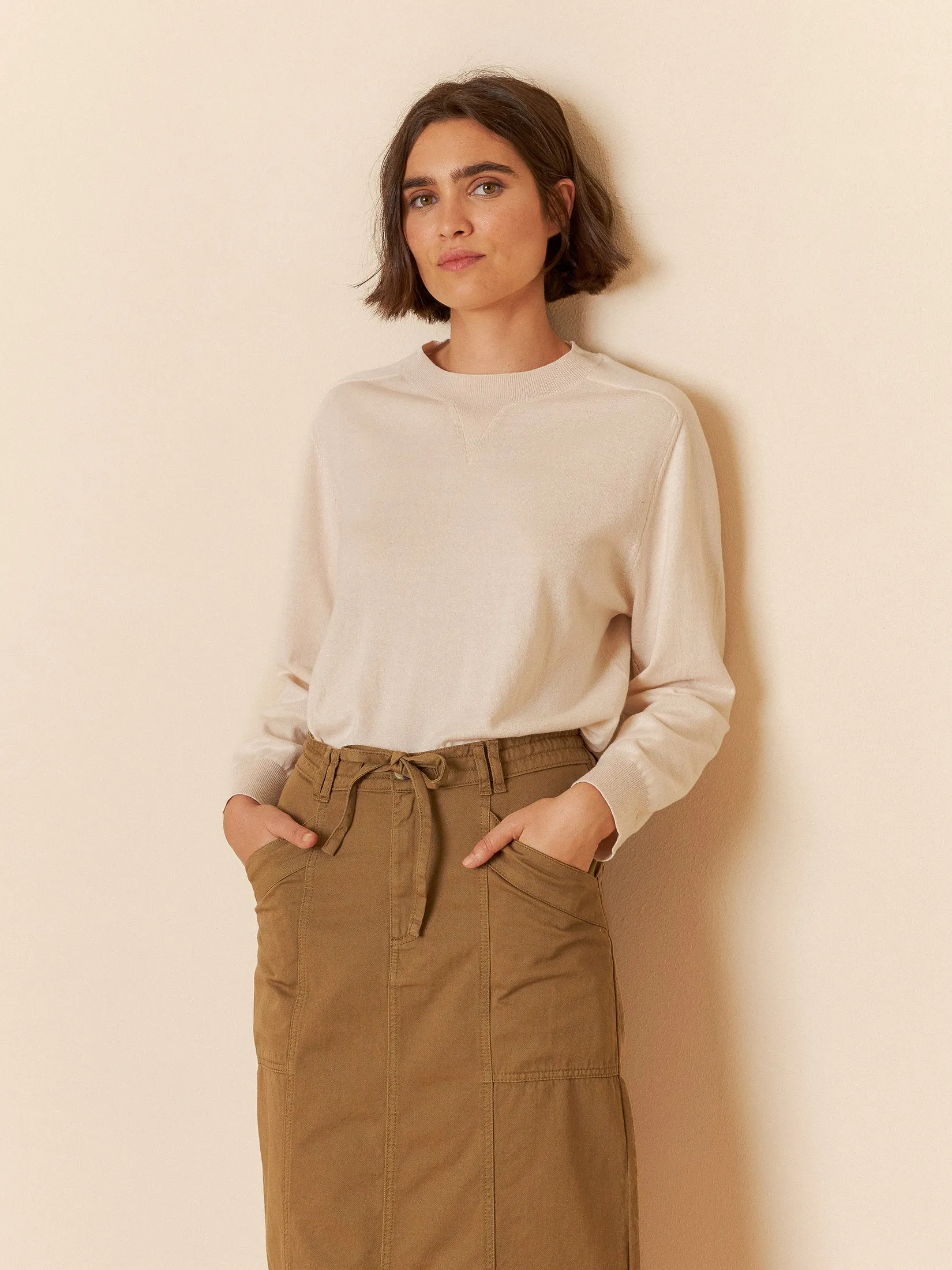 Raglan Sleeve Knit Sweater Ecru sold by Ivalo.com