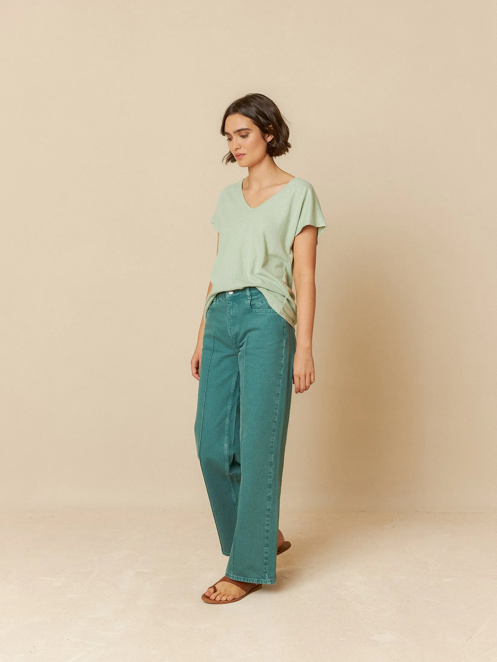 Rustic Effect Melange T-Shirt Cyan sold by Ivalo.com product image thumbnail 3