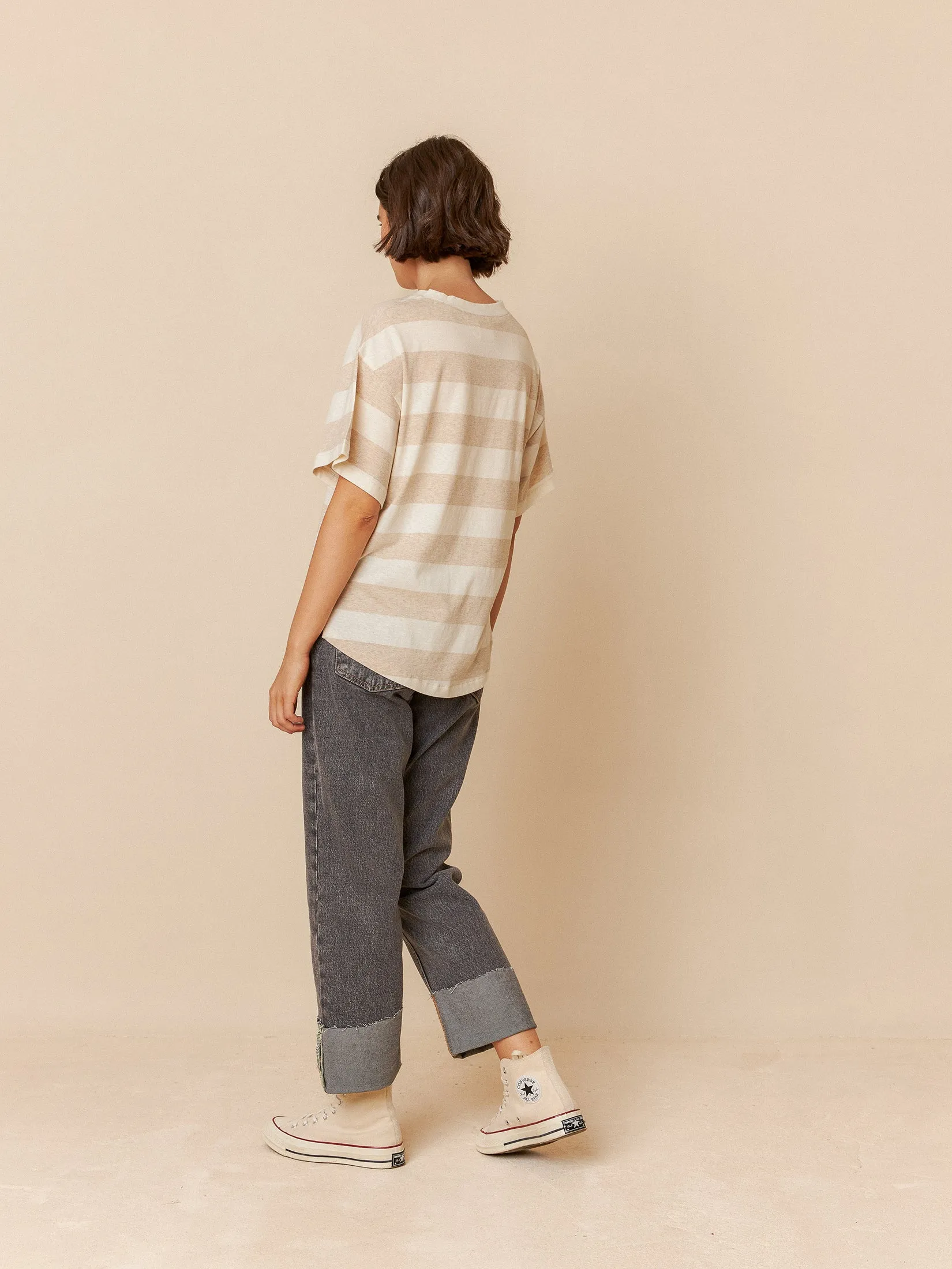 Striped Crop T-Shirt Ecru sold by Ivalo.com product image thumbnail 2