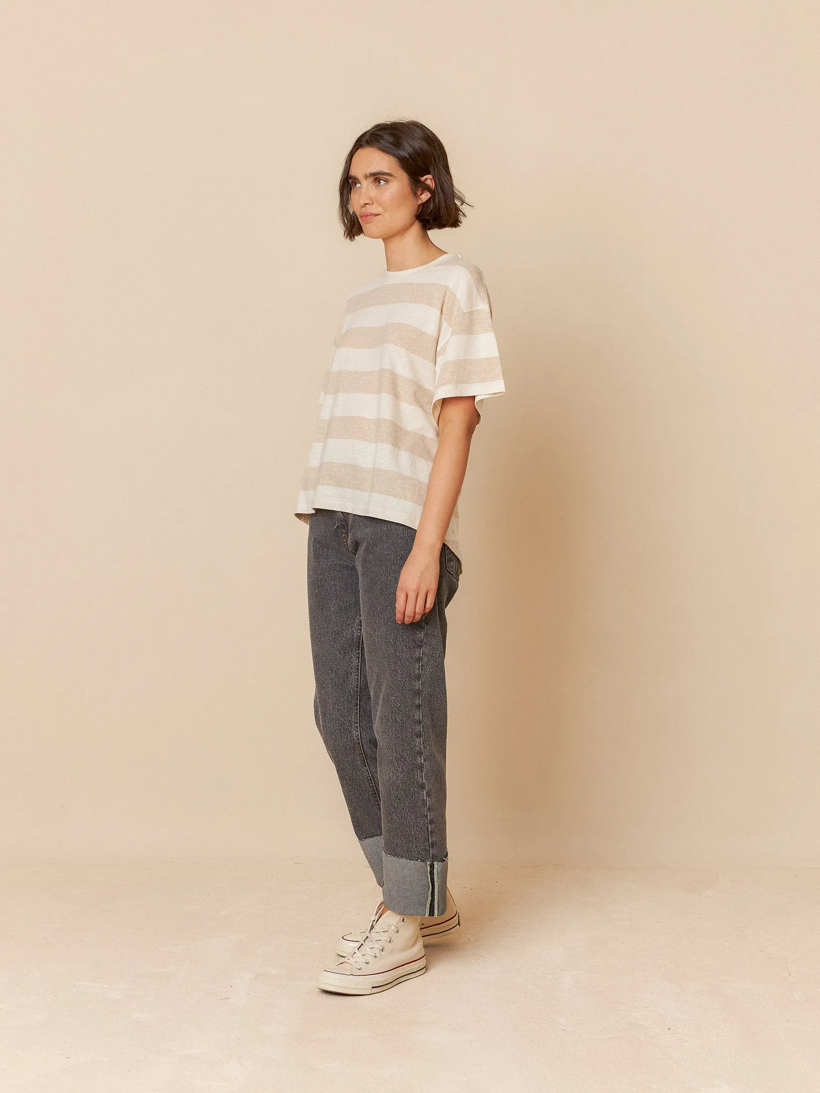 Striped Crop T-Shirt Ecru sold by Ivalo.com product image thumbnail 3