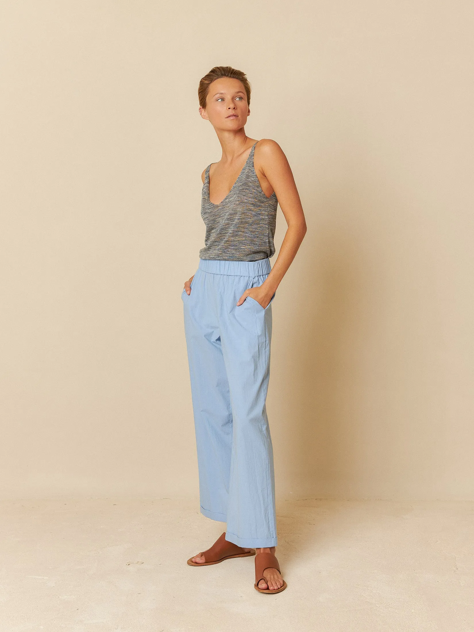 Poplin Crop Pants Sky sold by Ivalo.com