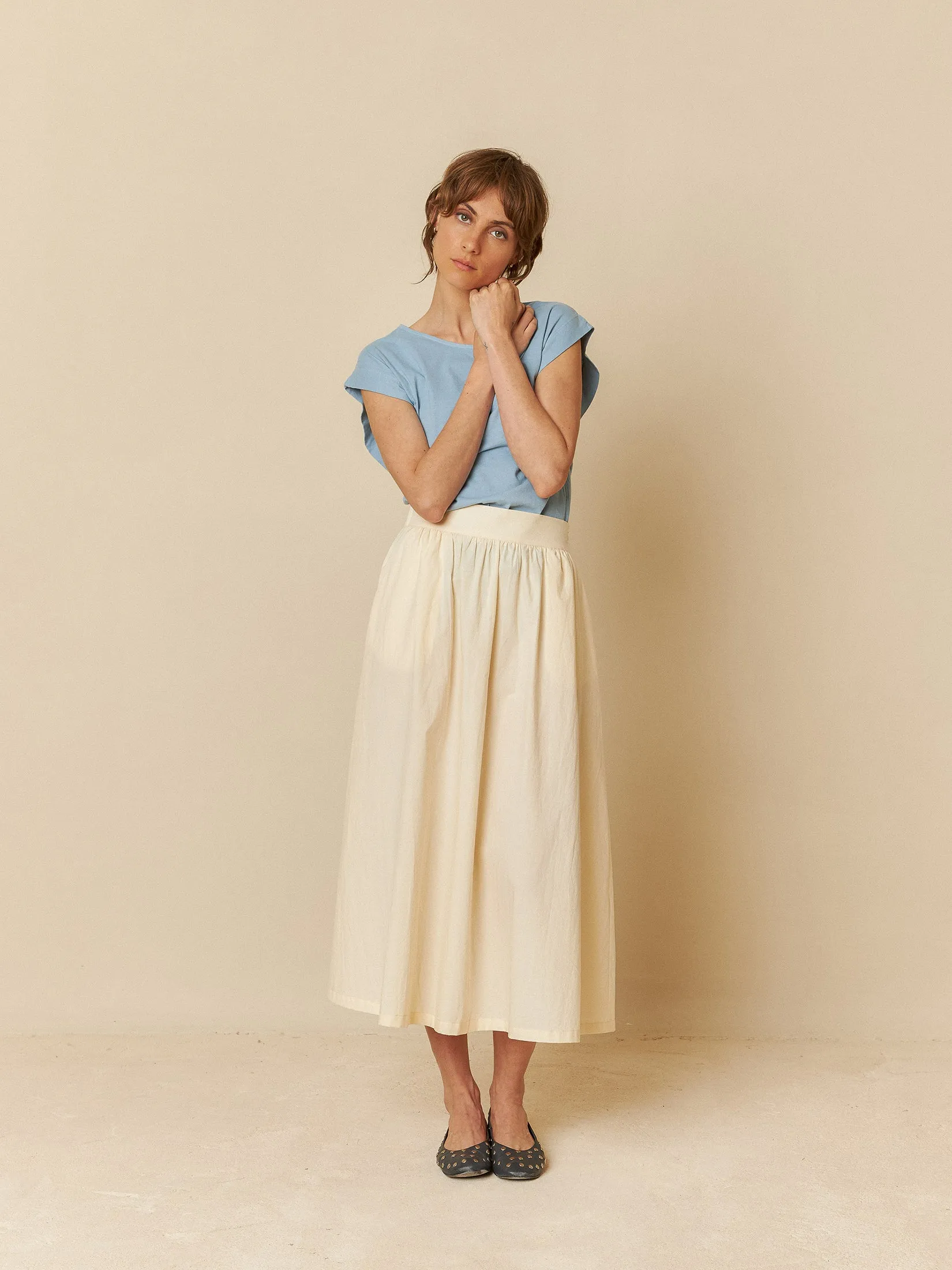 Poplin Midi Skirt Ecru sold by Ivalo.com