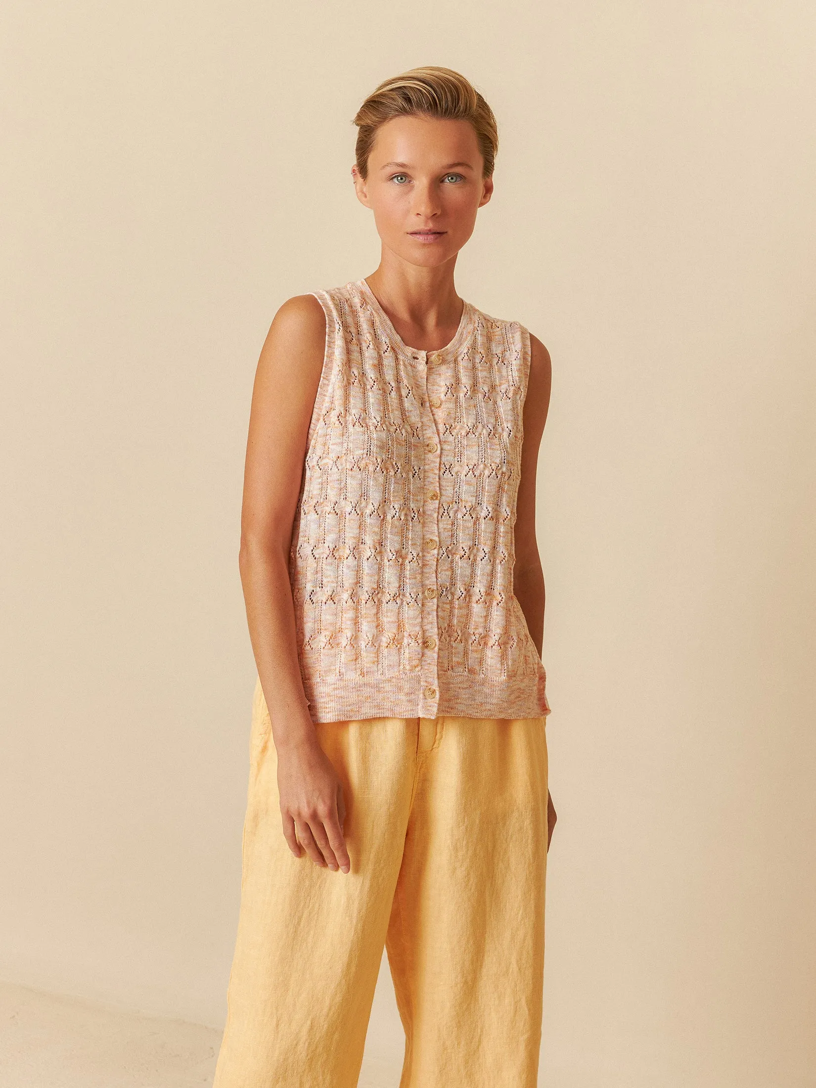 Pointelle Knit Vest Tangerine sold by Ivalo.com