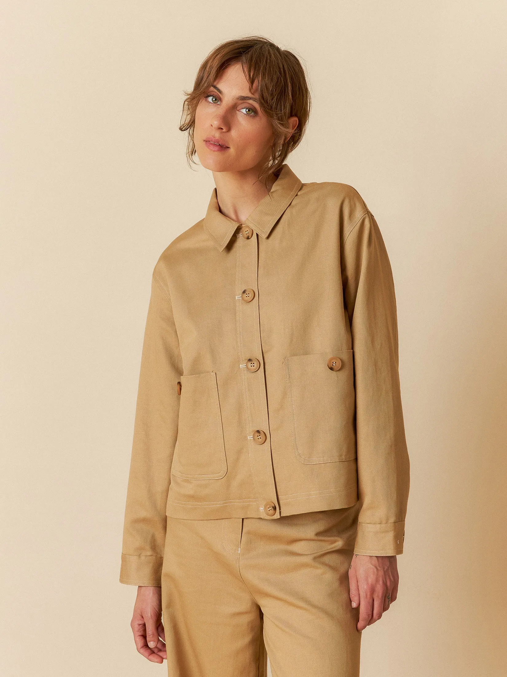 Structured Twill Jacket Sandy Brown sold by Ivalo.com