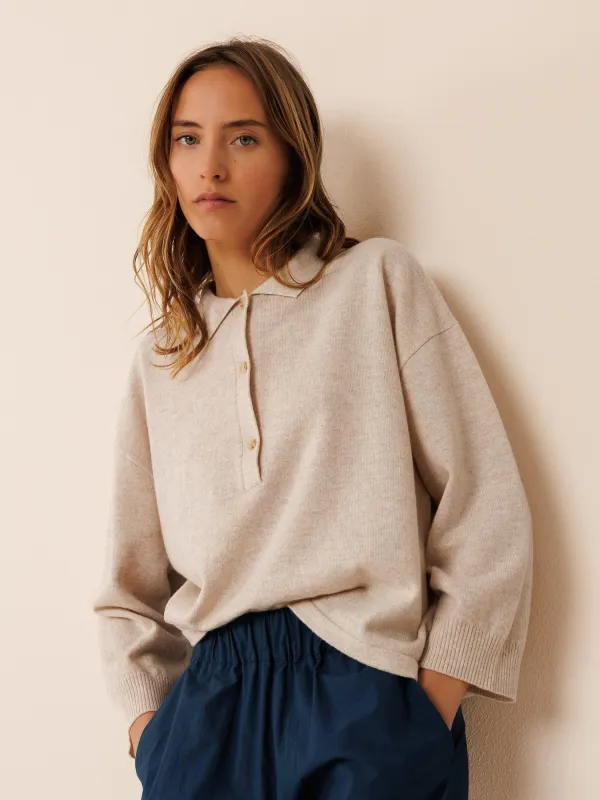 Polo Collar Wool Sweater Beige sold by Ivalo.com