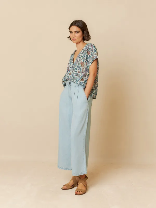 Paisley Crop Shirt Multicolor Blue sold by Ivalo.com