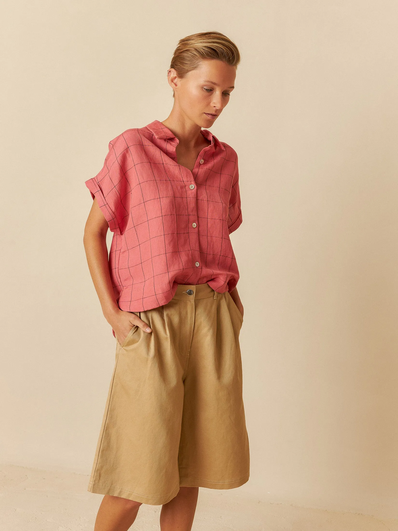 Windowpane Check Shirt Watermelon Red sold by Ivalo.com