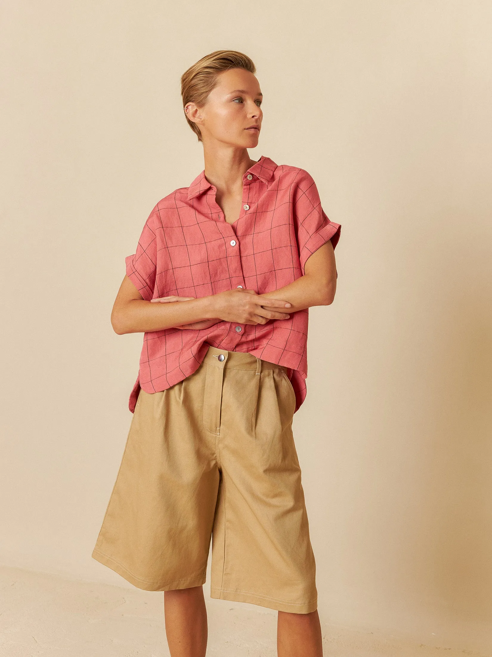 Windowpane Check Shirt Watermelon Red sold by Ivalo.com product image thumbnail 3