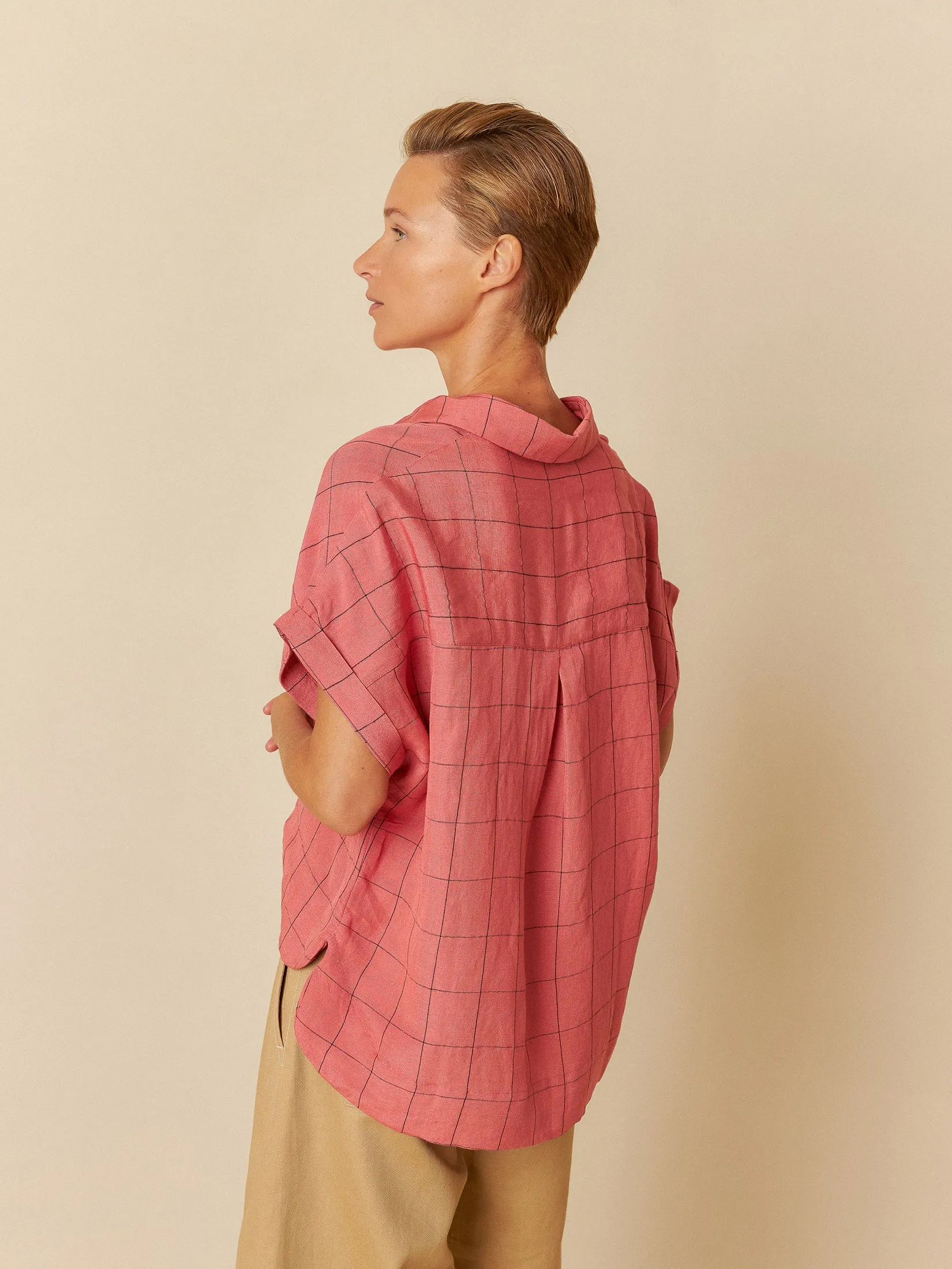 Windowpane Check Shirt Watermelon Red sold by Ivalo.com product image thumbnail 2