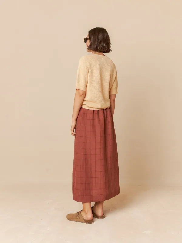 Windowpane Check Skirt Chocolate sold by Ivalo.com