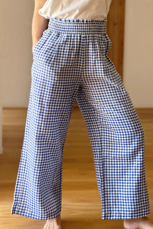 Marianne Trousers Vichy Blue sold by Ivalo.com