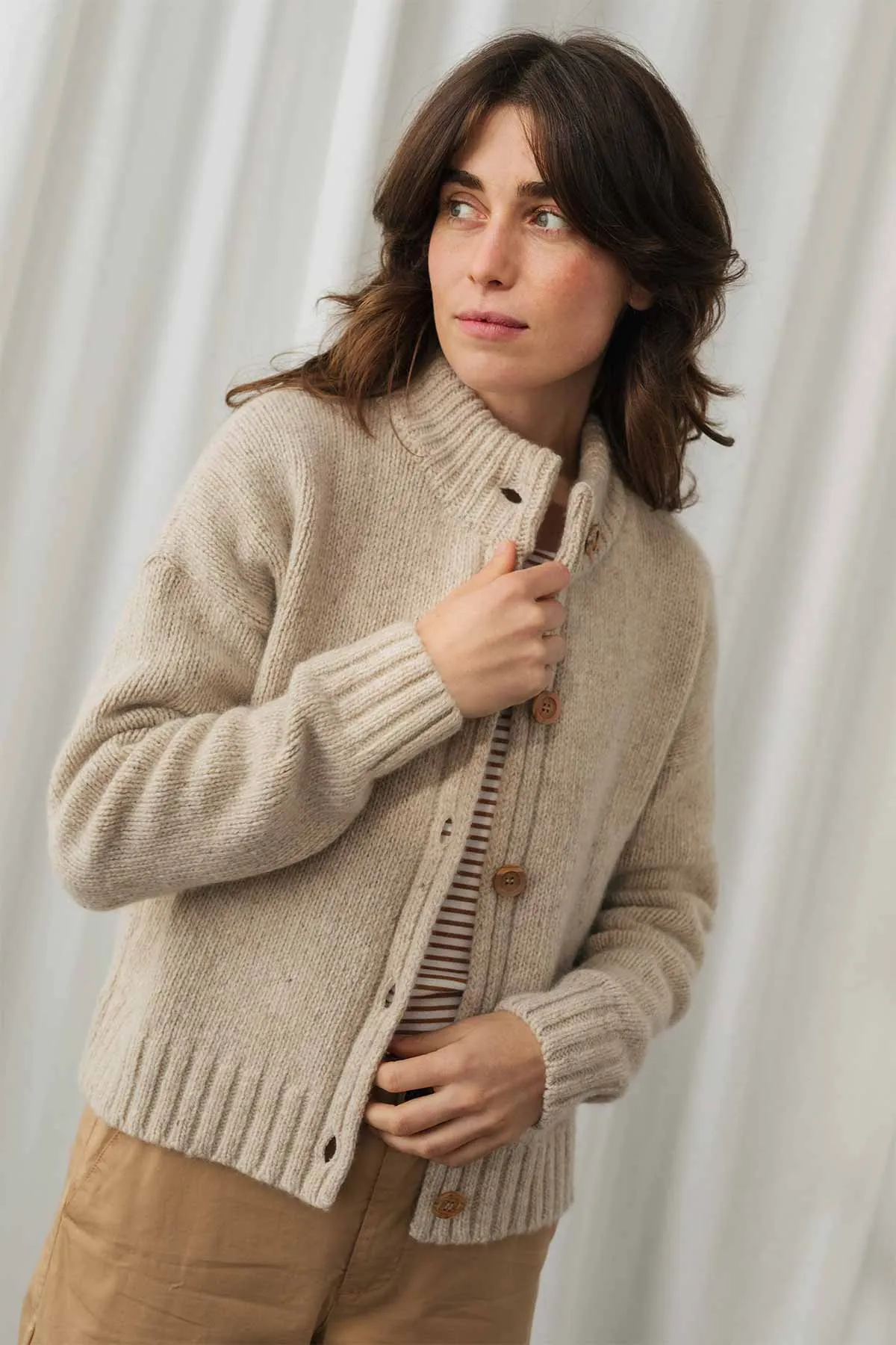 Bangor Merino Cardigan Beige sold by Ivalo.com