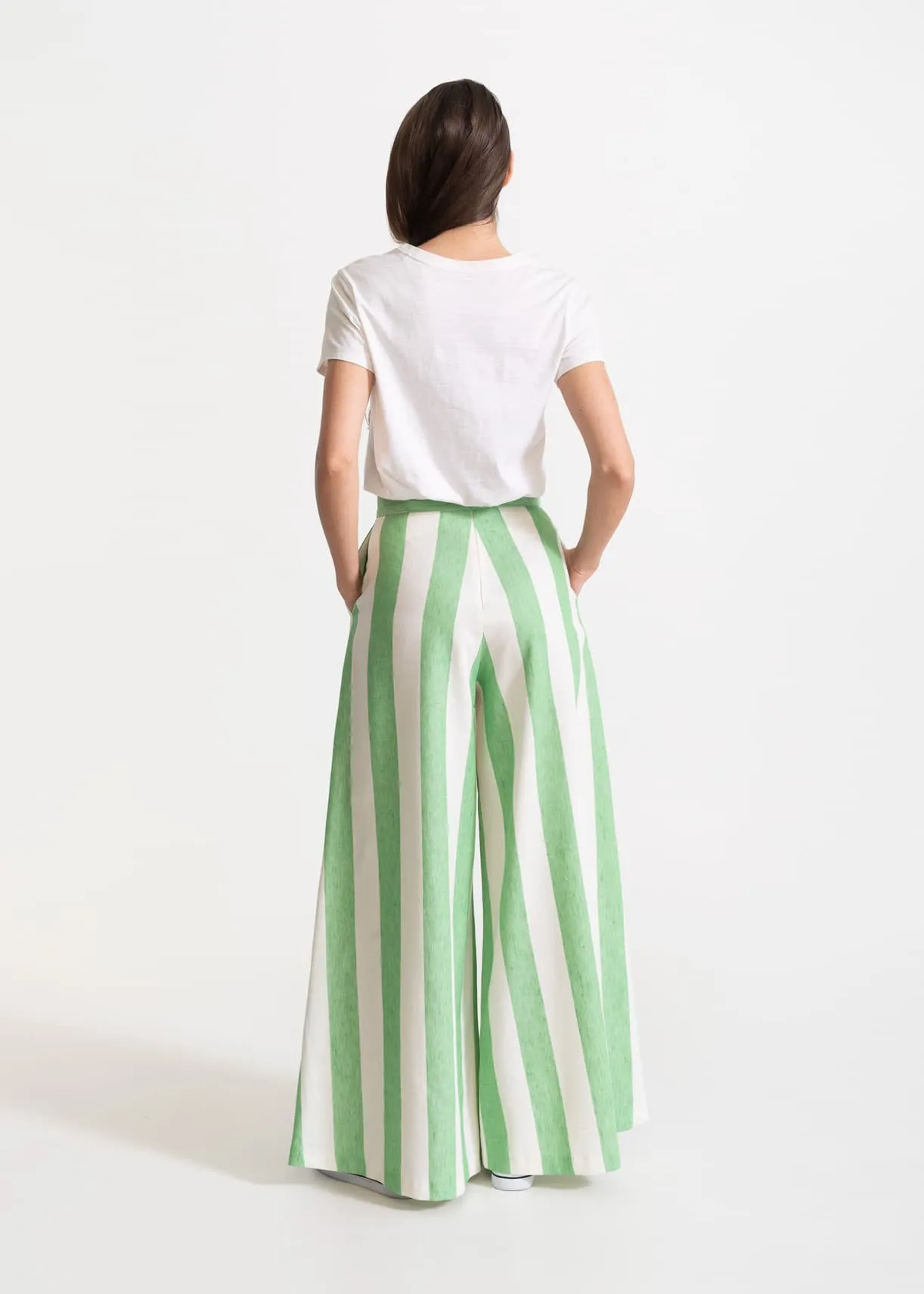 Women's Palazzo Linen Pants Lime Rush sold by Ivalo.com product image thumbnail 2