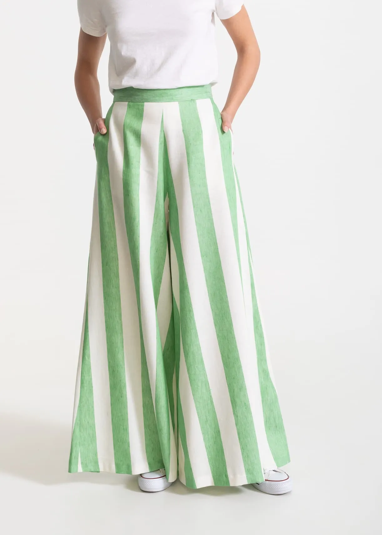 Women's Palazzo Linen Pants Lime Rush sold by Ivalo.com product image thumbnail 3