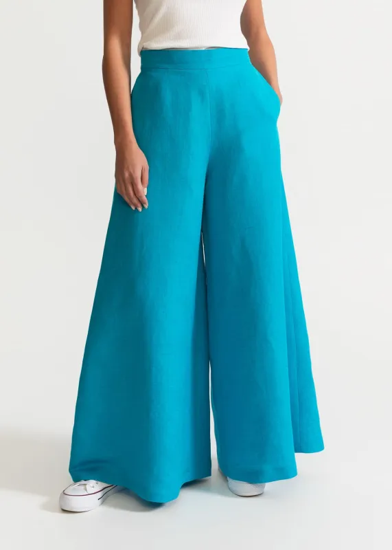 Women's Palazzo Linen Pants Azure sold by Ivalo.com